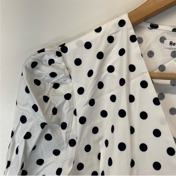 Reformation Hilltop Malta Polka Dot Midi dress white black - L - Picture 3 of 13